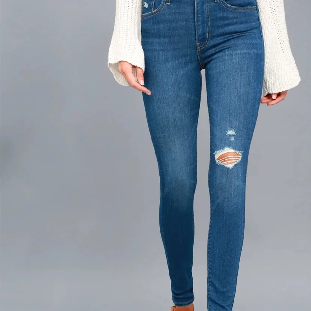 Mile high super skinny medium wash distressed jeans - Picture 2 of 7